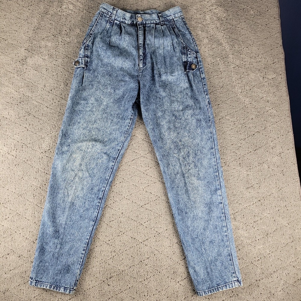 Vintage Dakota Jeans Womens 8 Blue High Rise Pleated Tapered Bareback 80s Denim